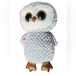 Ty Beanie Boo’s Owlette The Owl, 18” Large Plush Stuffed Animal Gray Gold NWT